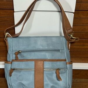 Blue Bueno Faux Leather Shoulder/Crossbody Strap Bag W/Lots Pockets